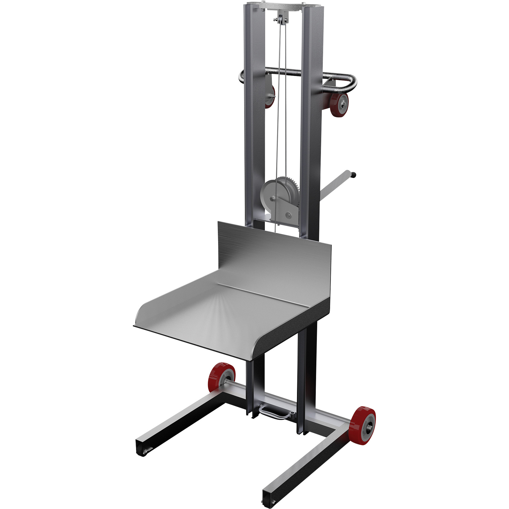 Vestil Aluminum Low-Profile Lite Load Lift with Winch, 20in.L x 19 1/2in.W, Model# ALLPW-500-FW